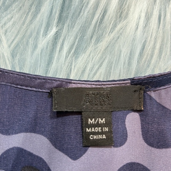 ATM Anthony Thomas Melillo Blue Camo Silk Satin Pocket Tank Top sz M - Picture 9 of 11